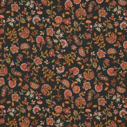 Bavlněný dres Digital Paisley květiny - tmavá oliva