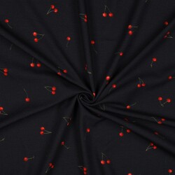 Cotton jersey Digital cherries dark blue