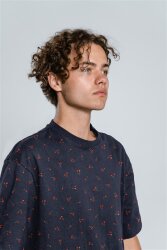 Katoenen jersey Digitale kersen donkerblauw