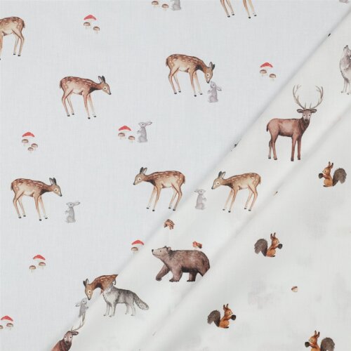 Cotton poplin digital deer - white