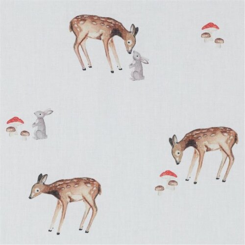 Cotton poplin digital deer - white