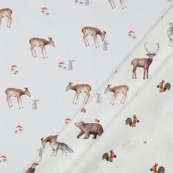Cotton poplin digital deer - white