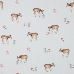 Cotton poplin digital deer - white