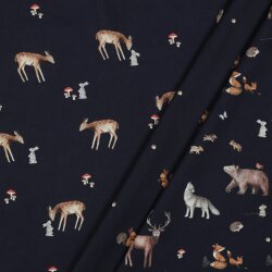 Cotton poplin digital deer - midnight blue
