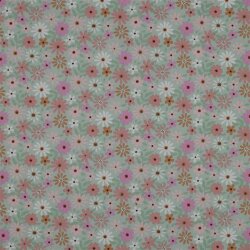 Popeline coton fleurs - menthe claire
