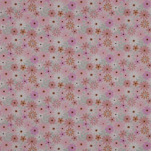 Popeline de coton à fleurs - rose clair