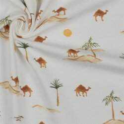 Katoenen jersey Digital Safari - antiek wit