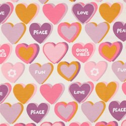 Francouzská froté srdce Love&Peace - smetanová barva