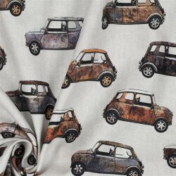 Canvas Digital old cars - light grey linen look