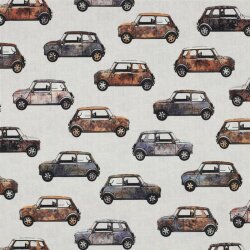 Canvas Digital old cars - light grey linen look