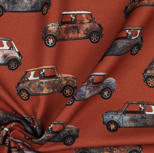 Canvas Digital old cars - dark terracotta