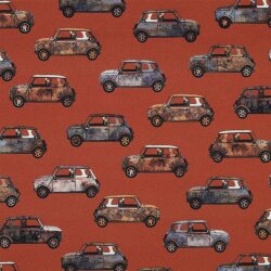 Canvas Digital old cars - dark terracotta