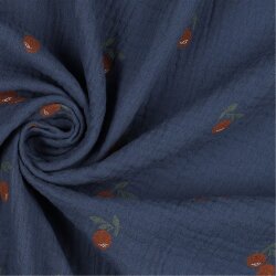 Musselin Orangen - jeansblau
