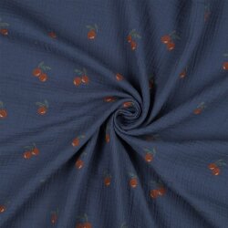 Musselin Orangen - jeansblau