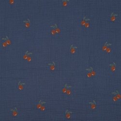 Musselin Orangen - jeansblau