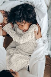 Muslin small leaves - cream