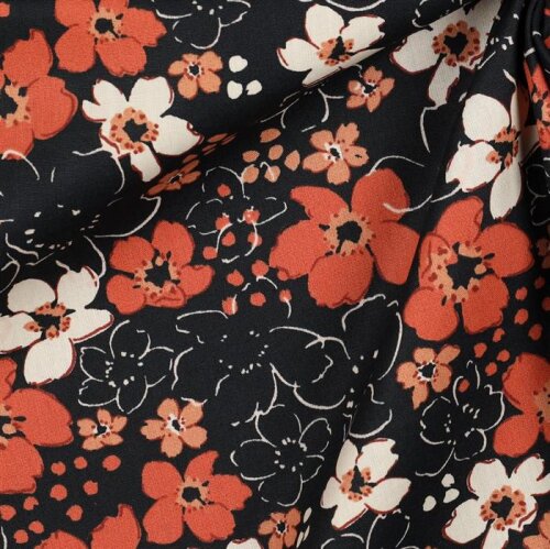 Cotton poplin flower meadow - black