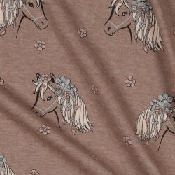 Cotton jersey glitter horses - taupe