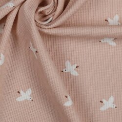 Waffle Jersey Birds - Light Pink