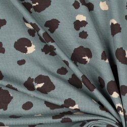 Jersey bambou taches de léopard - bleu ombre