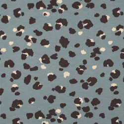 Jersey bambou taches de léopard - bleu ombre