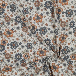 Baumwolljersey  Blumen - creme