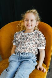 Baumwolljersey  Blumen - creme