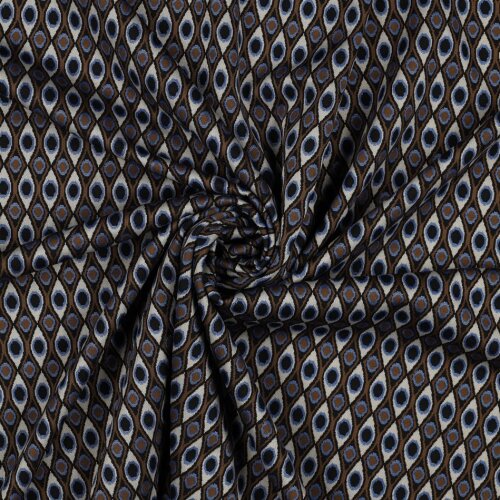 Jacquard gebreide stof - kleurrijk/bruin/blauw
