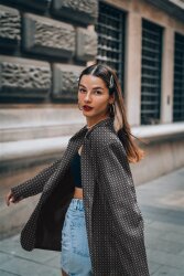 Jacquard gebreide stof - kleurrijk/bruin/blauw