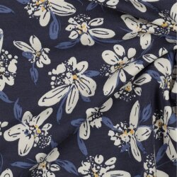 French Terry flowers - dark blue