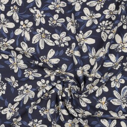 French Terry fleurs - bleu foncé