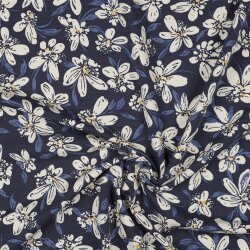 French Terry flowers - dark blue