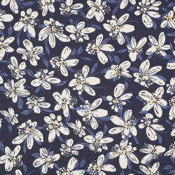 French Terry flowers - dark blue