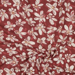 French Terry flowers - dark wine red