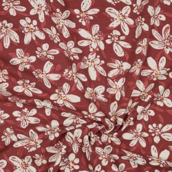 French Terry fleurs - bordeaux foncé