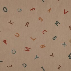 Baumwollpopeline Buchstabenregen - sand