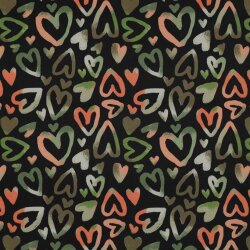 Softshell digital colourful hearts - black