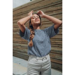 Bambus Jersey Blumen - hell jeansblau