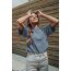 Bambus Jersey Blumen - hell jeansblau