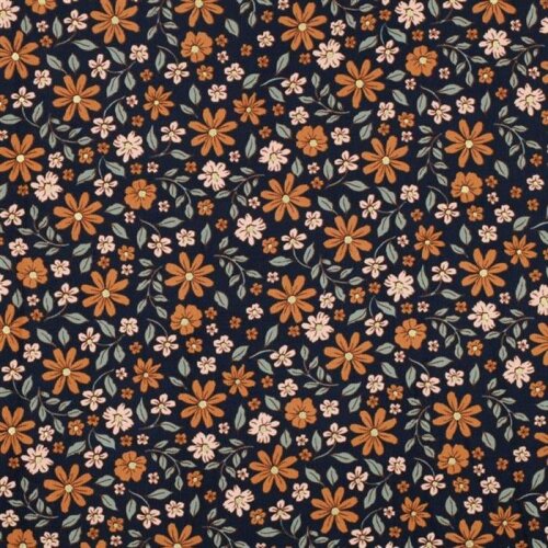 Baby corduroy glitter bloemen - donkerblauw