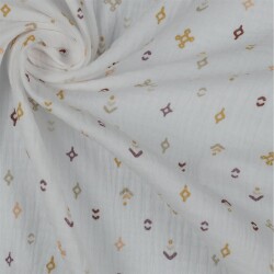 Mousseline petits symboles - blanc