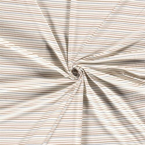 Cotton jersey colorful stripes cream
