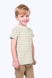 Cotton jersey colorful stripes cream