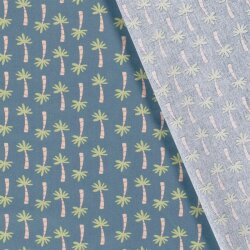Cotton poplin palm trees - denim blue