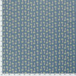 Cotton poplin palm trees - denim blue