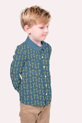 Cotton poplin palm trees - denim blue