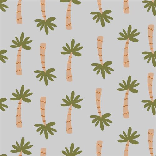 Cotton poplin palm trees - grey