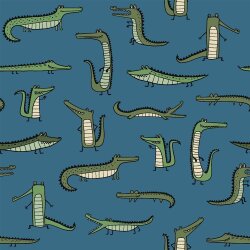 Krokodýl bavlněný poplin - džíny modré