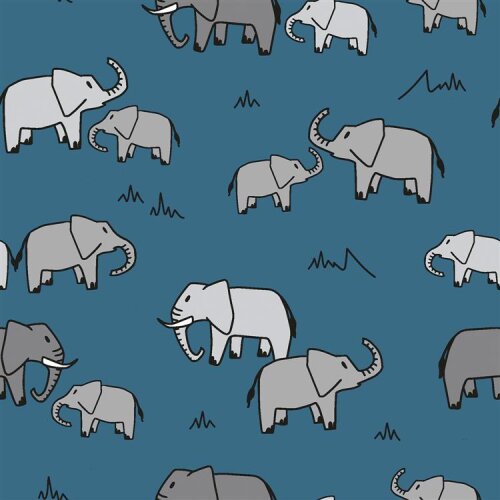 Bavlněný poplin Elephant - džíny modré