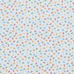 Baumwollpopeline bunte Buchstaben - hellblau